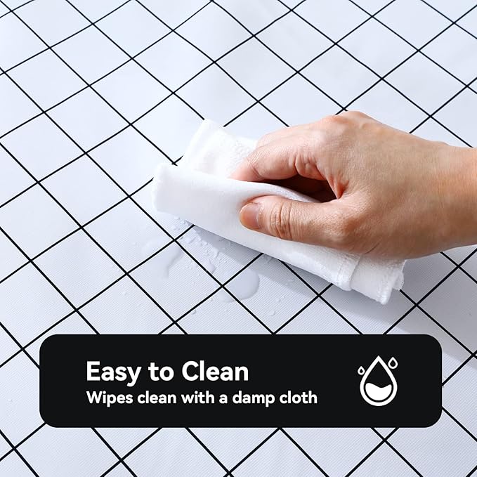 Romanstile Rectangle Plastic Tablecloth, 100% Waterproof Oil-Proof Checkered PVC Table Cloths, Heavy Duty Vinyl Table Covers for Dining, Camping, Picnic, Outdoor - 54 x 108 Inch, White