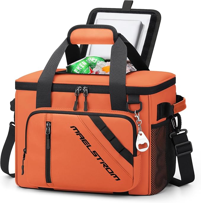 Maelstrom Cooler Bag, 30 Cans Beach Cooler, Large Leakproof Insulated Soft Cooler with Bottle Opener, Ice Chest, Portable Collapsible Cooler for Travel, Camping, Shopping