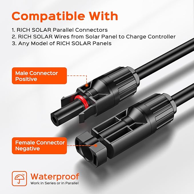 RICH SOLAR 100 Watt 12 Volt 9BB Cell Monocrystalline Solar Panel High Efficiency Solar Module Charge Battery for RV Trailer Camper Marine Off Grid All Black