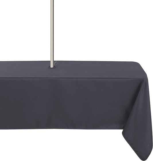 LUSHVIDA Rectangle Outdoor Tablecloth with Umbrella Hole and Zipper, 60x102 Inch Grey, Washable Waterproof Table Cloth Spill Proof Wrinkle Free Table Cover for Patio Spring Summer Picnic BBQS