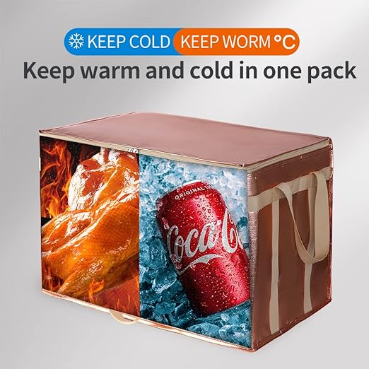 Bodaon 5-Pack Cooler Insulated Food Delivery Bag for Doordash/Uber Eats, XXX-Large Thermal Bags for Catering/Hot Pizza, Travel/Camping Essentials/Picnic Lunch/Grocery Reusable Cold Frozen Bolsa, Gold