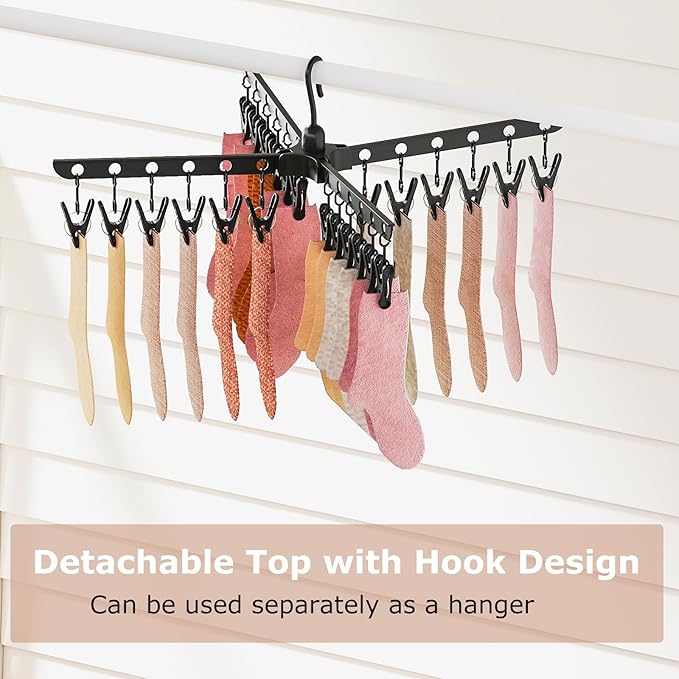 Giantex Tripod Clothes Drying Rack, 3-Tier Freestanding Folding Laundry Drying Rack w/24 Clips & 32 Rods, 70" Space Saving Towel Drying Stand w/360° Rotatable Arms for Laundry Room, Balcony, Black