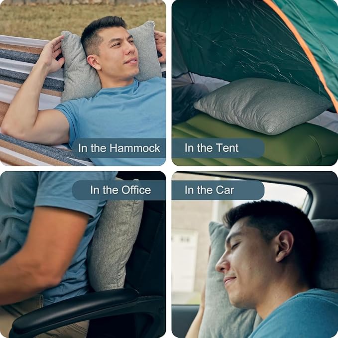 ACCURATEX Camping Pillow for Woman-100% Cotton Breathable Cover,Shredded Memory Foam Compressible Travel Pillow,Camping&Travel Accessories-Small Backpacking Pillow Camping Essentials for Sleeping,Gift