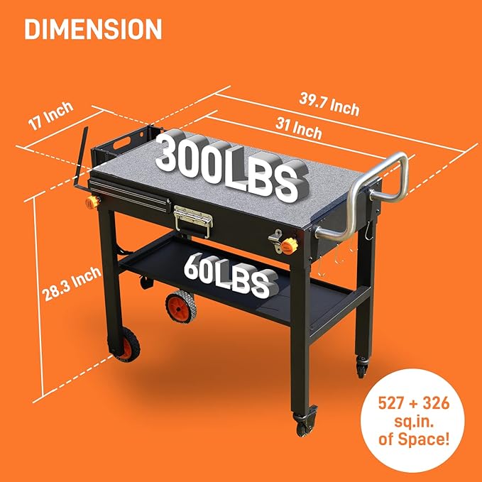 Portable Outdoor Grill Table, Folding Grill Cart Solid and Sturdy, Blackstone Griddle Stand Large Space, Blackstone Table with Paper Towel Holder, Grill Stand for Blackstones Griddle, Ninja Grills etc