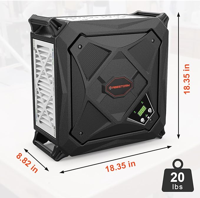 Abestorm 270 Degree Intake Air Filtration System, Built-in Ionizer, 780 CFM Hanging Dust Collector with Remote Control, for Woodworking Shops and Garage, 2-speed Adjustment, DecDust 780IG