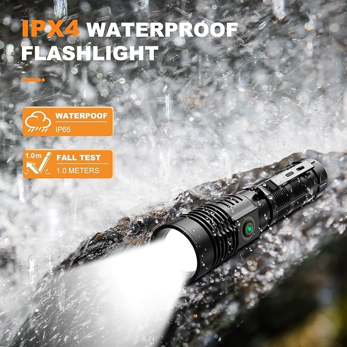 LED Rechargeable Flashlights High Lumens - 1500 Meters Long Beam Super Bright LED Magnetic Flashlight USB Zoomable 5Modes Small Long Beam Spotlight Flashlight for Hiking, Camping, 3pcs