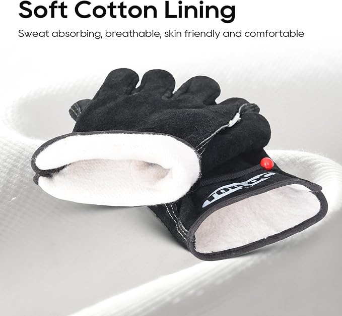 TOPDC Leather Work Gloves for Men or Women, Cowhide Leather Gloves for Gardening, Tig/Mig Welding, Chainsaw, Farm, Ranch, Reinforced Palm, Adjustable Cuff, Cotton Lining, Firm Grip & Durable, XL