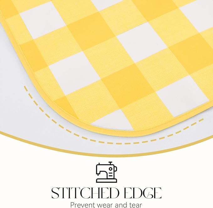 MOSAYT Rectangle Vinyl Tablecloth, 100% Waterproof Buffalo Gingham Plastic Table Cloth, Heavy Duty Wipeable Table Covers for Picnic, Outdoor, Camping - 54 x 54, Yellow