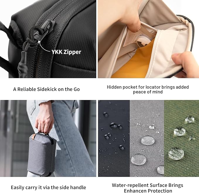 PGYTECH Travel Tech Organizer, Waterproof Tech Pouch, Electronics Accessories Organizer Travel Carrying Case, Organizer Bag for Cables, Cord, Phone Batteries, Charger,Photography SD Card, Black