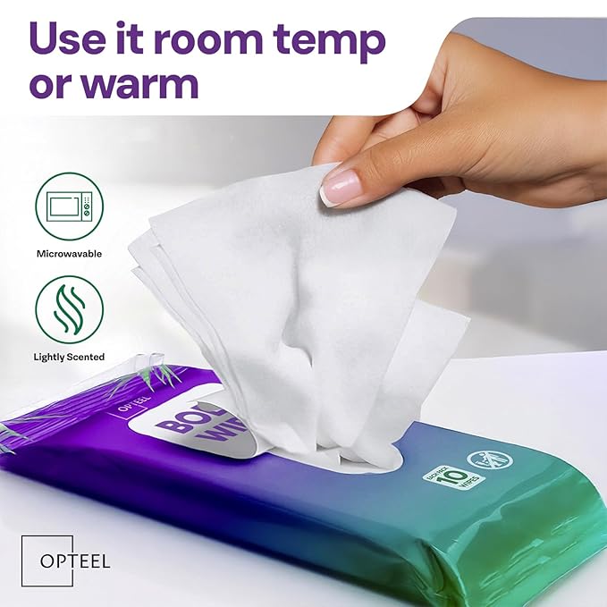 Thick & Large Body Wipes for Adults Bathing No Rinse – Shower Wipe, Ideal for Men, Women & Elderly – Soft & Gentle, Travel Wipes Perfect Alternative to Shower – 8 Packs (80ct)