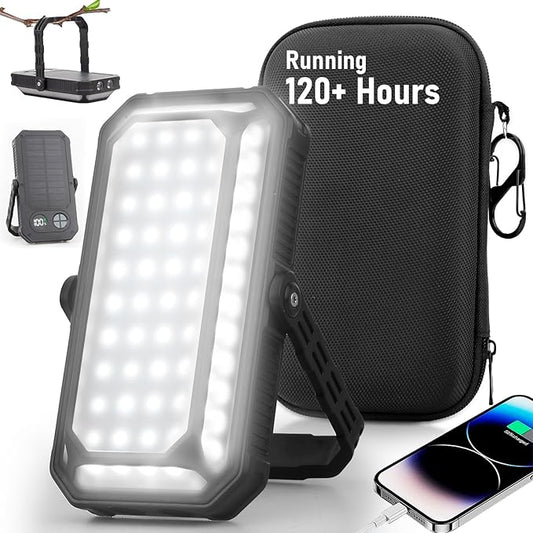 LED Camping Lantern Rechargeable, 10000mAh Portable Camping Lights up to 120+ Hours, 12 Light Modes, Dimmable, LCD Digital Display, Waterproof, Camping Essentials for Power Outages, Emergency