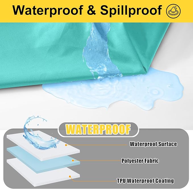 Smiry Picnic Table Cover with Bench Covers, Waterproof Elastic Fitted Polyester Tablecloths for 8 Ft Rectangle Tables, Washable Windproof Tablecloth for Camping, RV & Outdoor (Teal, 30x96 Inches)