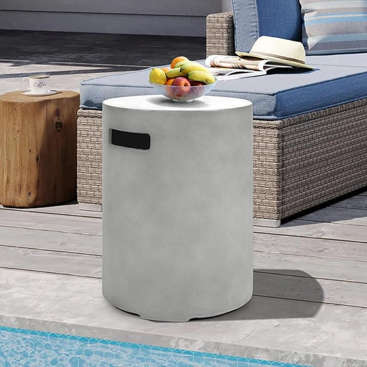 Propane Tank Cover Table 16 X 20 Inch, 20 LB Outdoor Propane Tank Storage Hideaway Table with Handles,Concrete Gas Tank Holder Suitable,Grey