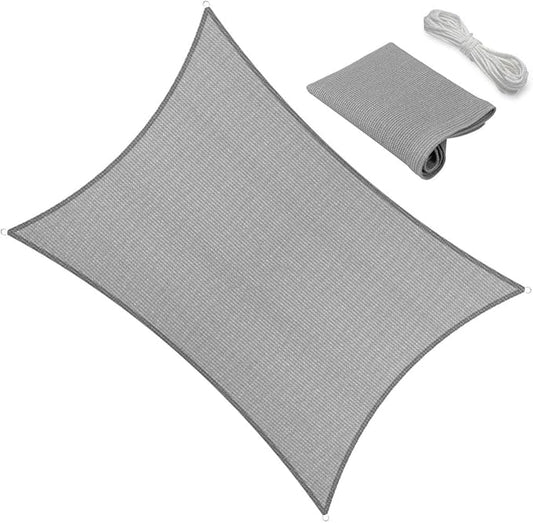 10' x 10' Grey Outdoor Sun Shade Sail Canopy ??UV Resistant Permeable Awning Fabric for Patio, Garden, Backyard, Pergola, Carport, Lawn Shelter Cover