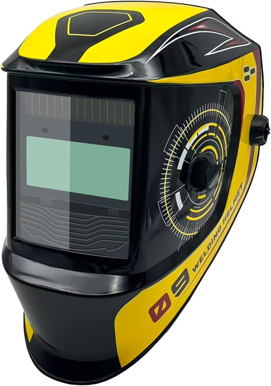 Auto Darkening Welding Helmet with Large Viewing Screen, Solar Powered, Adjustable Shade Range 9-13, Lightweight Welding Mask for TIG MIG ARC Plasma Cutting