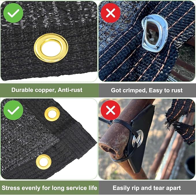 Shade Cloth for Garden, 70% 6.5 x 10 FT Black Mesh Tarp with Reinforced Grommets, Sun Shade Net Greenhouse Shade Cloth for Plants Cover, Vegetables, Patio, Chicken Coop Sunshade