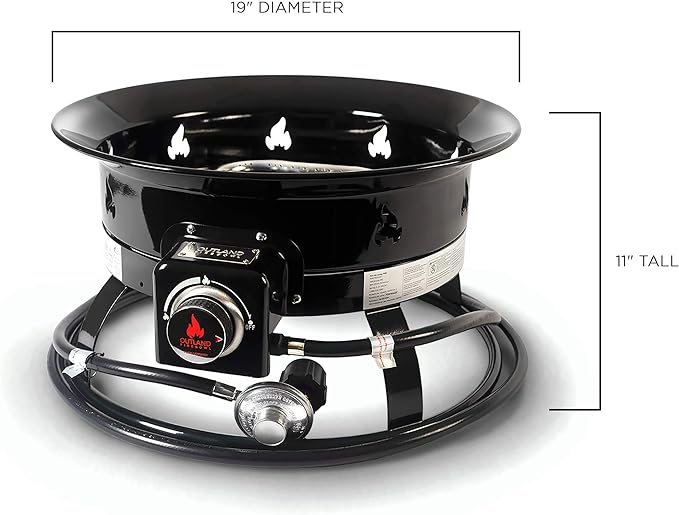 Outland Living Portable Propane Fire Pit, 19-inch, 58,000 BTU with Fire Pit Cover & Carry Kit, Smokeless Gas Firebowl | Perfect for Camping, Patio, Backyard, Tailgating, Deck, RV| Black 893 Deluxe