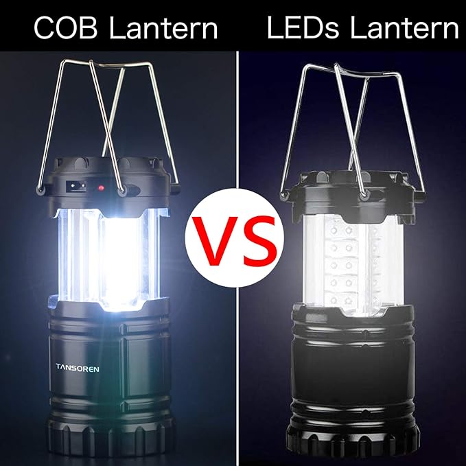 4 Pack Solar USB Rechargeable 3 AA Power Brightest COB LED Camping Lantern with Magnetic Base, Charging for Android, Waterproof Collapsible Emergency LED Light