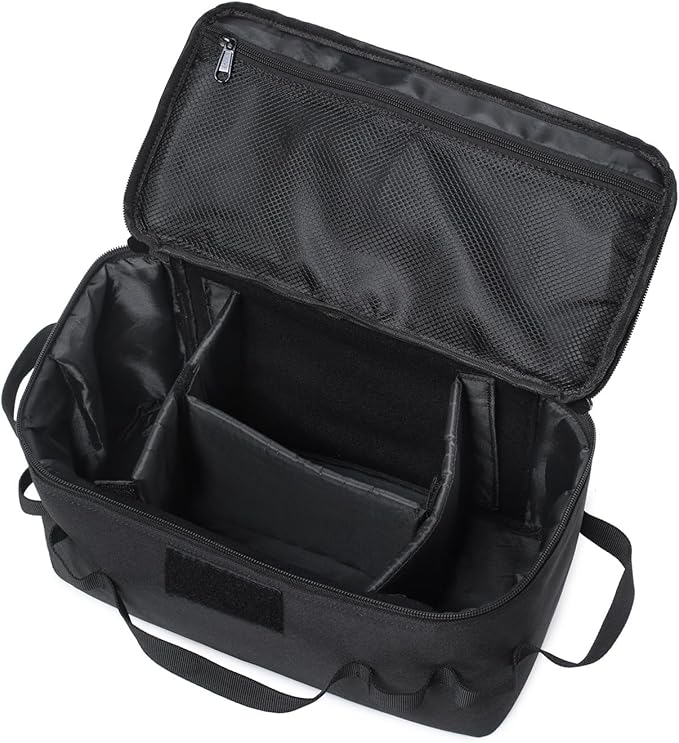 Camping Storage Bags, Utility Tote Bag for Campings Cookware Organizer, Trunk Organizer with Shoulder Strap,Outdoor Garden Tool Bag for Camping, Travel, Picnic, Garage Trunk (Black)