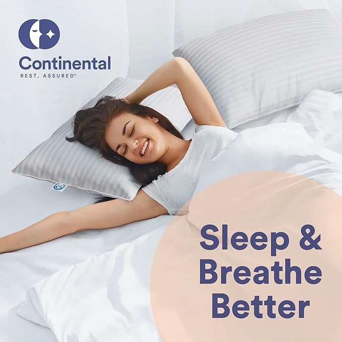 Continental Bedding | Serenity Goose Down Pillow | 700 Fill Power Hungarian White Down | 400TC Cotton Damask Shell | Made in USA | Medium, Queen (Pack of 2), 2 Count