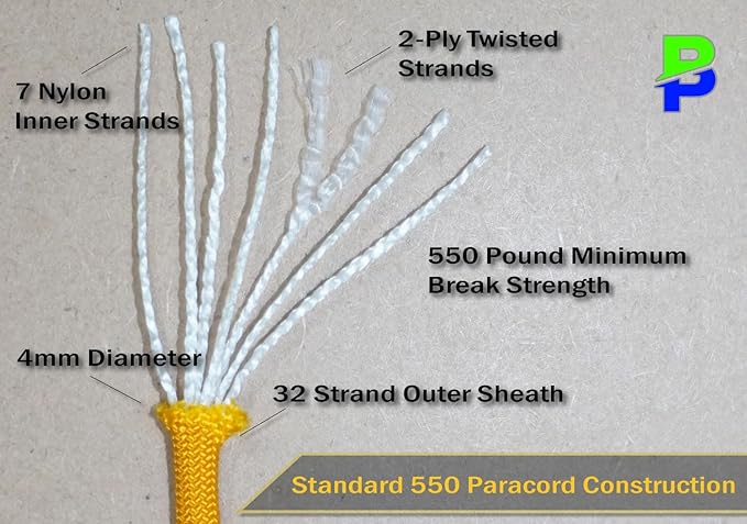 BORED? PARACORD! 550 lb Paracord - Ideal for Crafting, Camping, DIY Projects, Active & Military Outdoors - Strong Survival Rope - Tactical Parachute Cord Type III - Cream 50 Feet