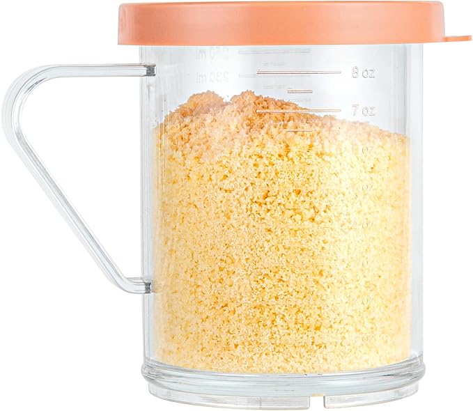 Restaurantware RW Base 10 Ounce Clear Plastic Dredge Spice Shaker 1 Reusable Dry Rub Shaker - Includes Rose Perforated Lid With Handle Clear Polycarbonate Spice Shaker For Any Seasoning