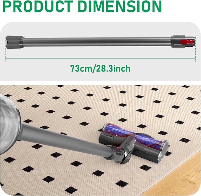 Replacement Wand Tube Quick Release Compatible for Dyson V15 V11 V10 V8 V7 Vacuum Accessories Parts, 28.7in Extension Cleaner Attachment for Home Office Grey