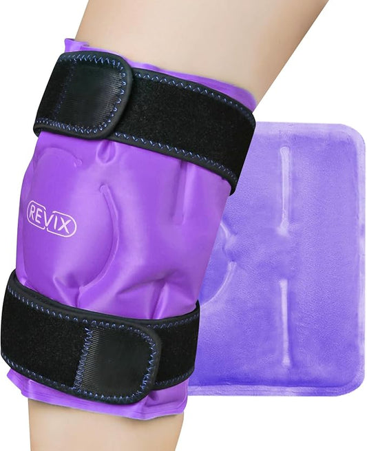 REVIX Knee Ice Pack for Injuries Reusable, Gel Ice Wrap with Cold Compress Therapy for Swelling, Bruises, Injuries, Arthritis, Hands-Free Application