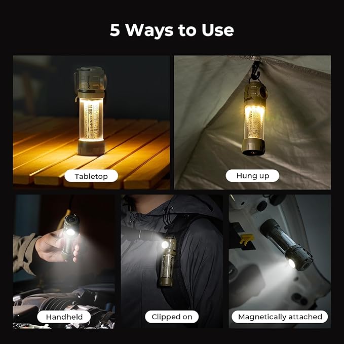 BougeRV AL06 Camping Light, Ambient Light, Flashlight, Rechargeable Camping Lantern, Electric Lamp, IPX4 Waterproof, Portable Light for Camping, Hiking, Power Outage, Adventure, Emergency Use Outdoor