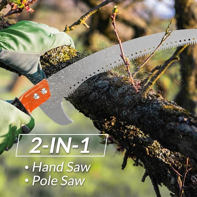 Walensee Pole Saws for Tree Trimming 14 FT Lightweight Manual Stainless Steel Extension High Pole Pruning Pole Saw with Blade for Trimmer Branches Pole Cutter Pole Pruner at Forestry Yard Garden Patio