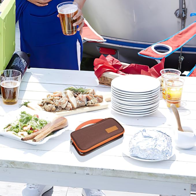 Cabilock Camping Organizer Utensil Holder Silverware Case Travel Cookware Kit Storage Bag Tableware Fork Spoon Chopsticks Case for Backpacking Picnic BBQ Hiking Travel