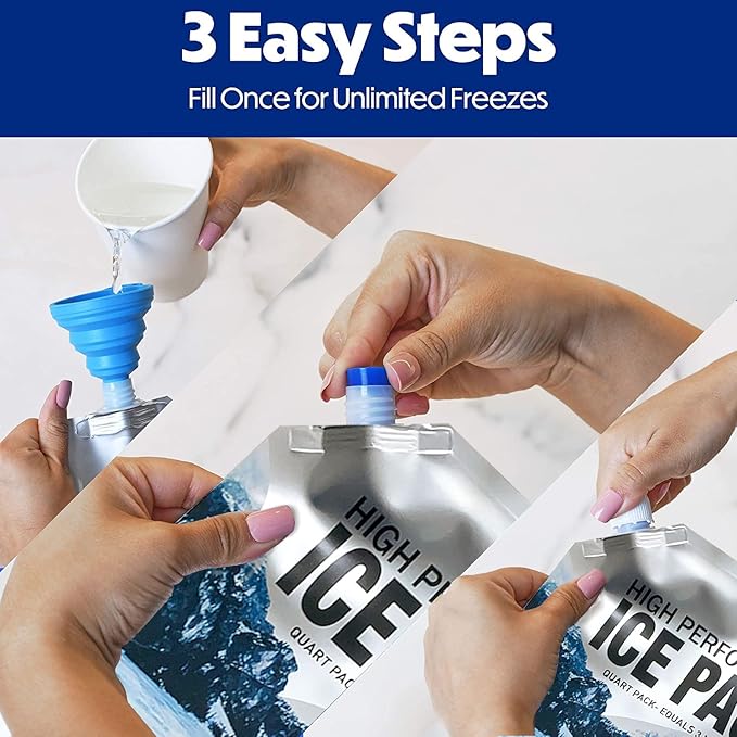 Reusable Ice Packs for Coolers Long Lasting Gel Freezer Packs for Cooler Bag Backpacks, Lunch Box, Cooler Bag, Keeps Food Cold Fresh (Set of 3)