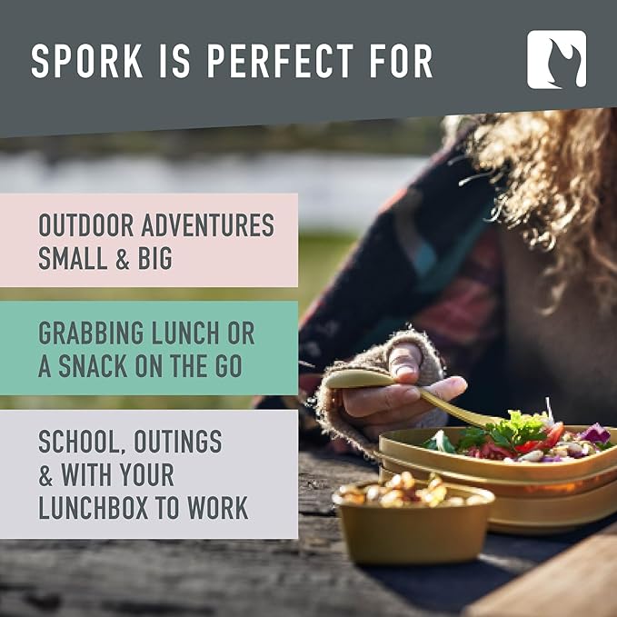Light My Fire Spork Original 2-pack 3-in-1 Camping Spoon Fork Knife Combo Reusable Travel & Camping Utensils Lunch Spork Outdoor Backpacking Hiking Picnic Utensil BPA Free, Orange/Black