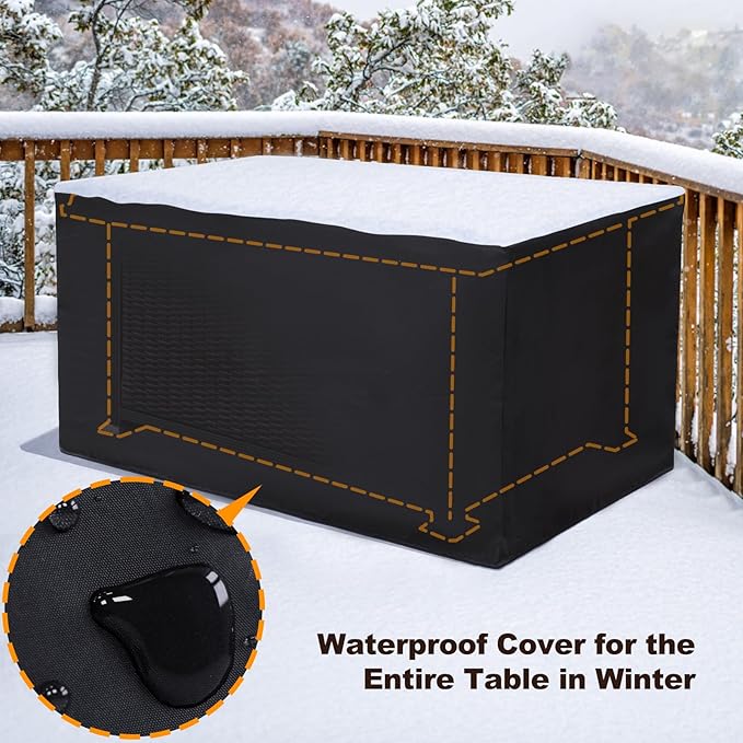 NOBLEMOOD 48 INCH Propane Fire Pit Outdoor Fire Table with Glass Beads, 50,000 BTU Gas Fire Pit Table w/Aluminum Table Top, Waterproof Cover for Outdoor, Patio, Garden, CSA Certification