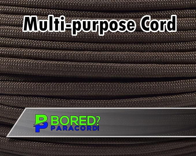 BORED? PARACORD! 550 lb Paracord - Ideal for Crafting, Camping, DIY Projects, Active & Military Outdoors - Strong Survival Rope - Tactical Parachute Cord Type III - Coyote Brown 1000 Feet