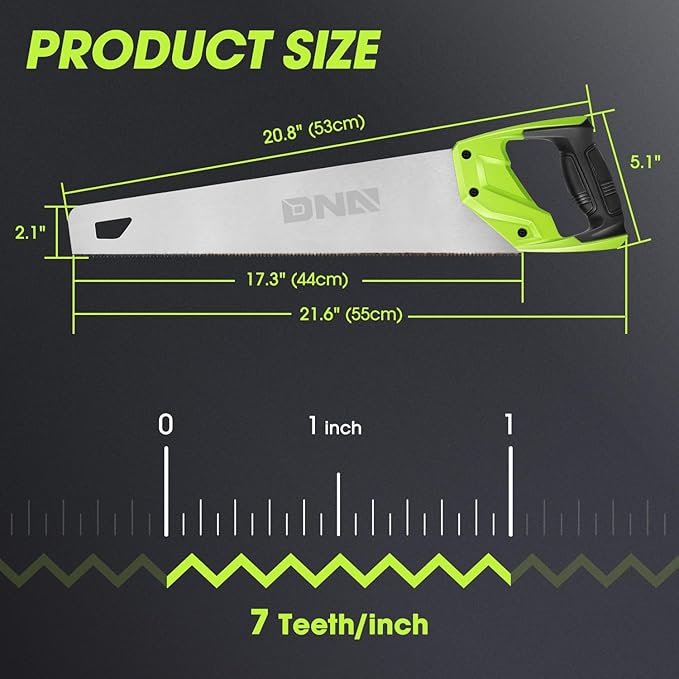 DNA MOTORING 2pcs 17in Bi-Ground Teeth Hand Saw, Universal Cuts for Pruning, Trimming Branches, Garden, Camping, Lawn, With TPR Handle, TOOLS-00590