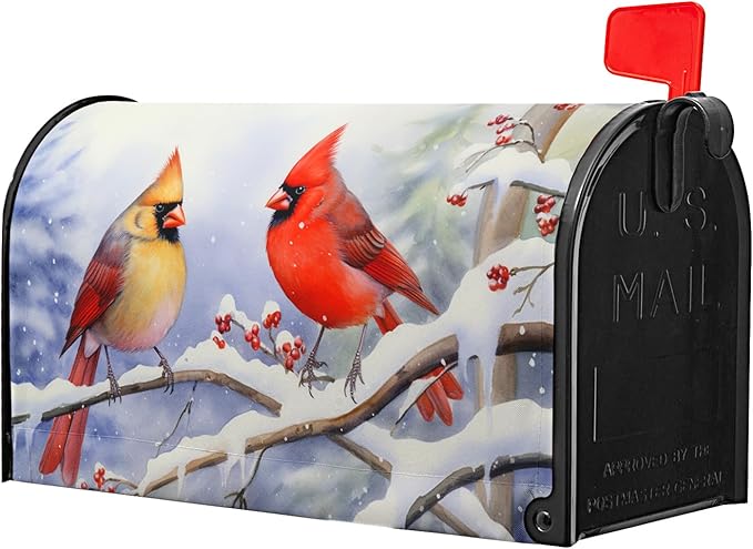 Winter Mailbox Cover - Magnetic, Waterproof, Dust-Proof, Holiday Letter Box Cover - Standard Size 25.5x21 in for Garden Home