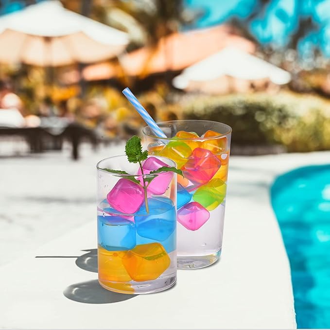 Reusable Ice Cubes, 60 pack Refreezable Plastic Ice Cubes Reusable, Square Ice Cube for Drinks BPA Free (Multicolor)