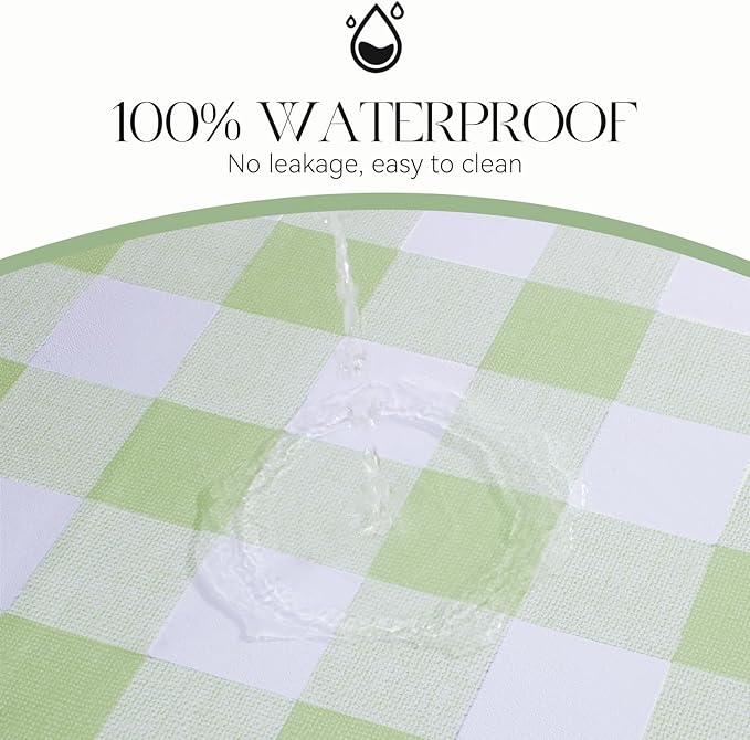 MOSAYT Rectangle Vinyl Tablecloth, 100% Waterproof Buffalo Gingham Plastic Table Cloth, Heavy Duty Wipeable Table Covers for Picnic, Outdoor, Camping - 54 x 78, Sage Green