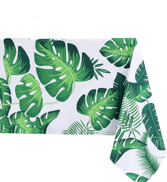 Poise3EHome 60X84 Outdoor/Indoor Waterproof Tropical Rectangle Tablecloth Green for Camping Picnic Party Patio Table Spring, Palm Leaf