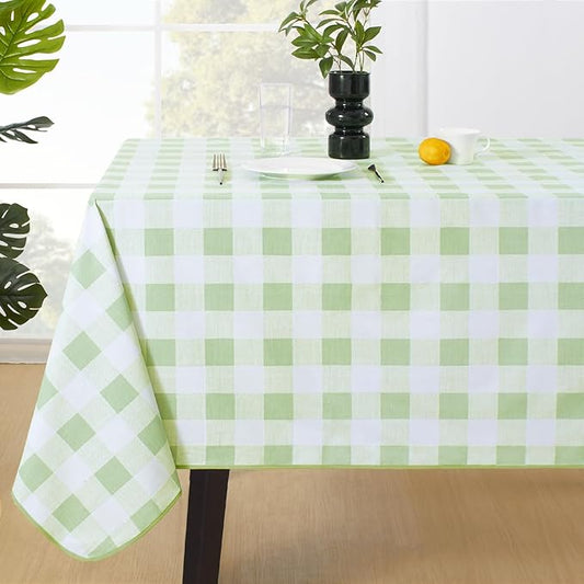 MOSAYT Rectangle Vinyl Tablecloth, 100% Waterproof Buffalo Gingham Plastic Table Cloth, Heavy Duty Wipeable Table Covers for Picnic, Outdoor, Camping - 54 x 108, Sage Green