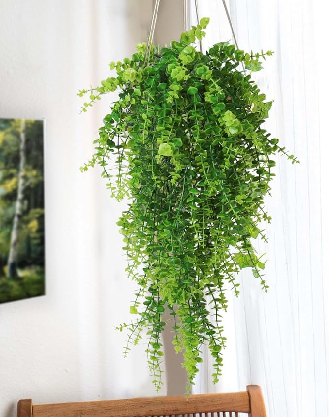 RECUTMS Hanging Money Plants Fake Outdoor Hanging Artificial Flower for Outdoors Hanging Basket Hanging Artificial Hanging Plants Plastic Plants Home Garden Wedding Party Decorations