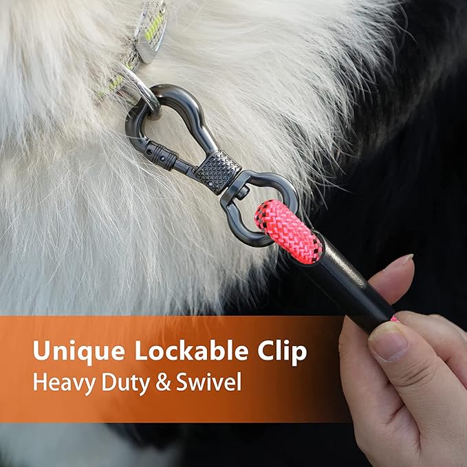 NTR 8FT Heavy Duty Dog Leash, Red Rope Dog Leash with Swivel Lockable Hook and Comfortable Padded Handle, Cat Puppy Leash Lead for Small Medium Large Dogs Training, Playing, Camping,or Backyard