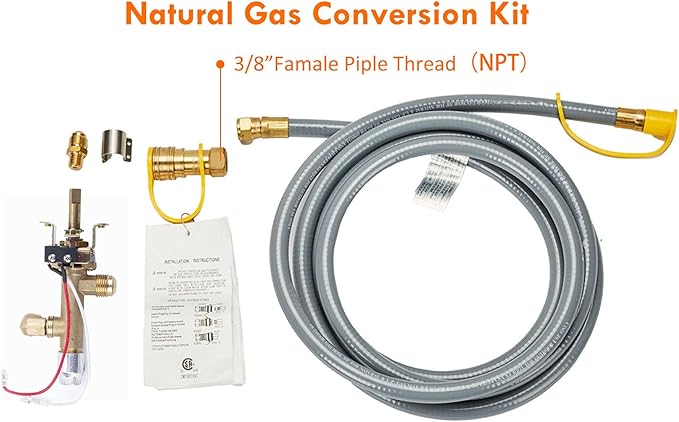 28-Inch Propane Fire Pit with Natural Gas Conversion Kit, 50,000 BTU Round Gas Fire Pit Table, Outdoor Fireplace Fire Bowl Firepit with Lid, Lava Rocks, Cover, Pre-Attached 10FT Propane Hose, Gray