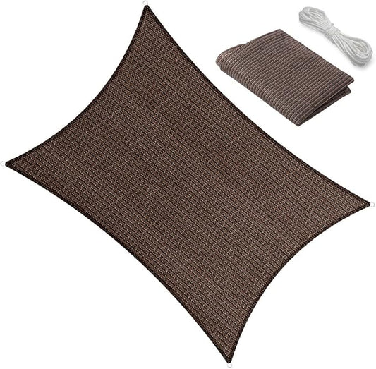 10' x 12' Brown Outdoor Sun Shade Sail Canopy ??UV Resistant Permeable Awning Fabric for Patio, Garden, Backyard, Pergola, Carport, Lawn Shelter Cover