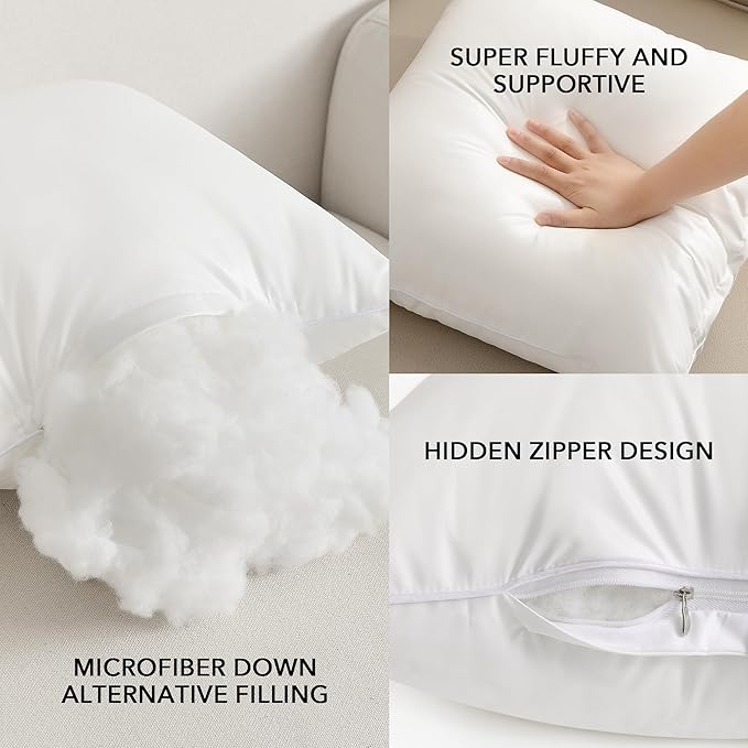 Oubonun 14x22 Outdoor Pillow Inserts (Pack of 2) - Square Waterproof Throw Pillow - Decorative Throw Pillows Insert for Couch Sofa Bed Patio Furniture - White Pillows