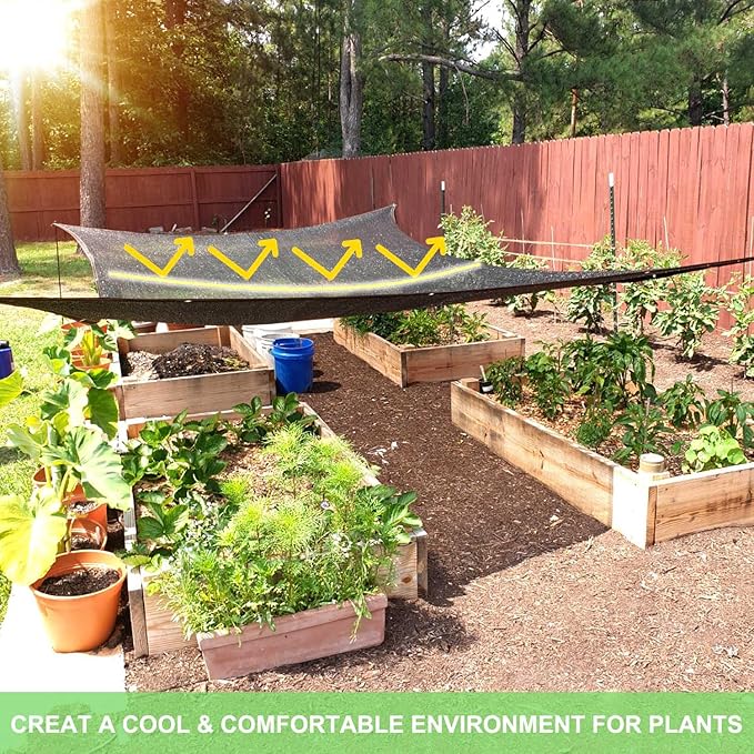 Shade Cloth for Garden, 70% 6.5 x 10 FT Black Mesh Tarp with Reinforced Grommets, Sun Shade Net Greenhouse Shade Cloth for Plants Cover, Vegetables, Patio, Chicken Coop Sunshade
