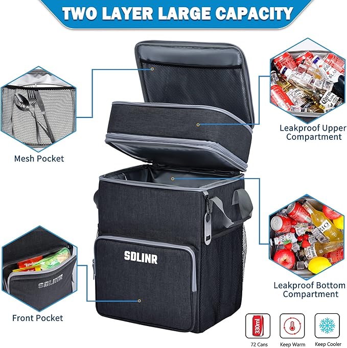 72-Can Large Rolling Cooler, Leakproof Insulated Soft Cooler Bag with Wheels and Handle Collapsible for Beach Camping Patio Travel Outdoor