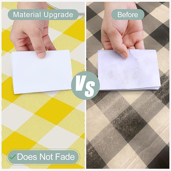 misaya Rectangle Waterproof Vinyl Table Cloth, Buffalo Flannel Backed Tablecloth, Wipeable Plastic Table Cover for Dinner, Kitchen, Outdoor (54" x 108", Yellow and White)