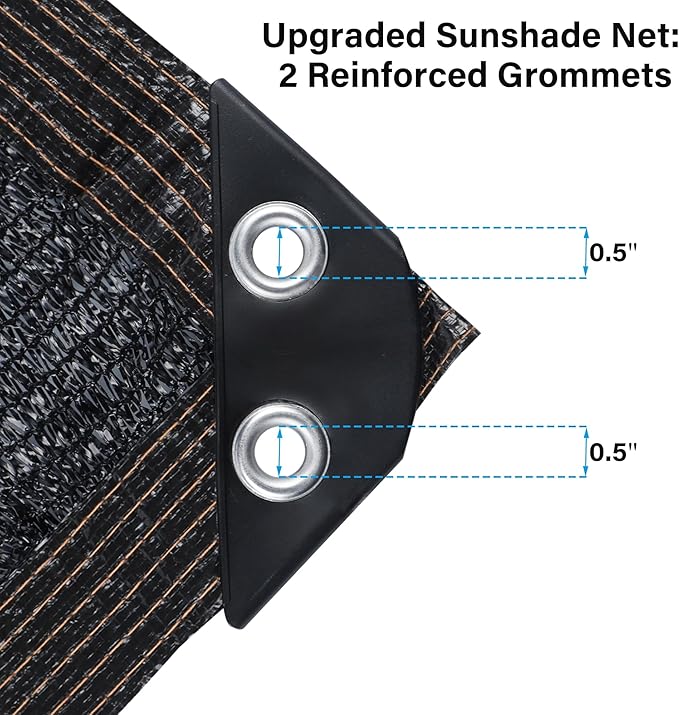 winemana Black Shade Cloth 70%, 30x50 FT Mesh Tarp - Garden Shade for Greenhouse, Patio, Vegetables, Plants Cover and Chicken Coops, Sunshade Net for Outdoor Protection with Reinforced Grommets
